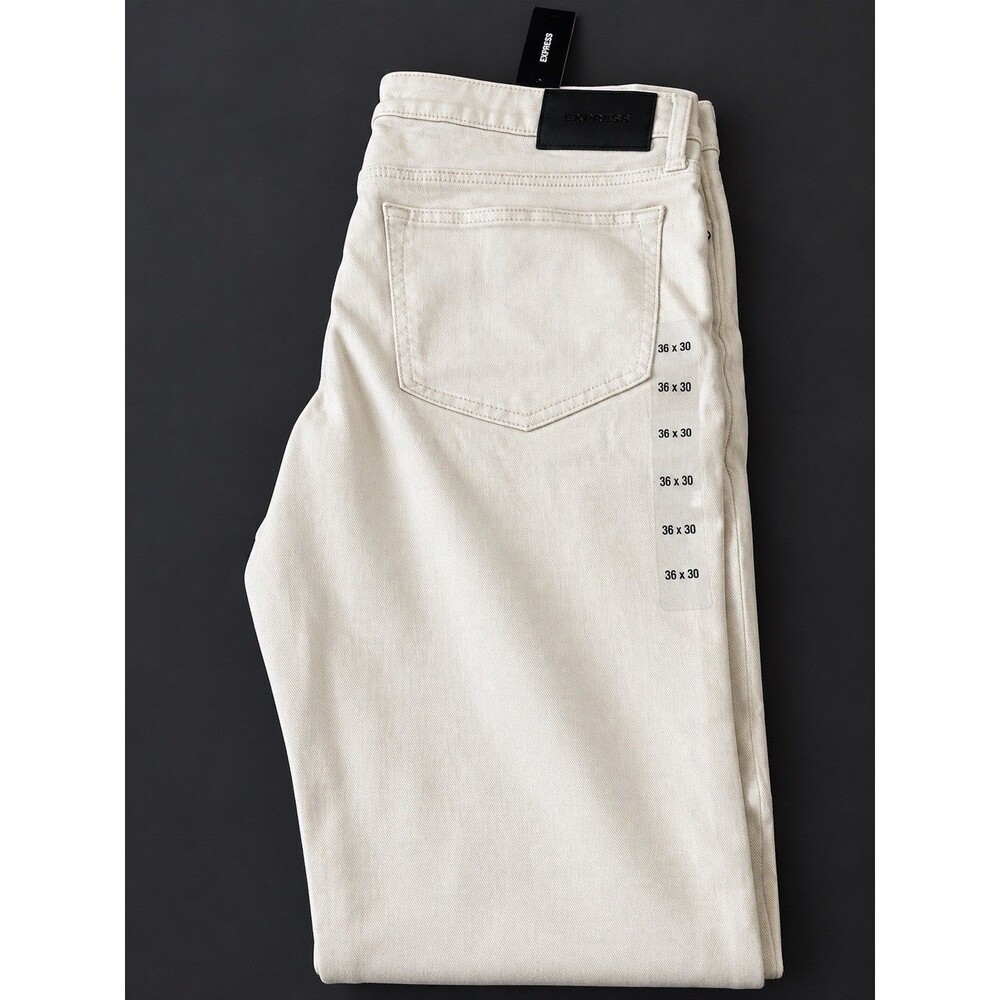 Express Men’s Cream Off-White 5-Pocket Jeans W36 L30 NWT
